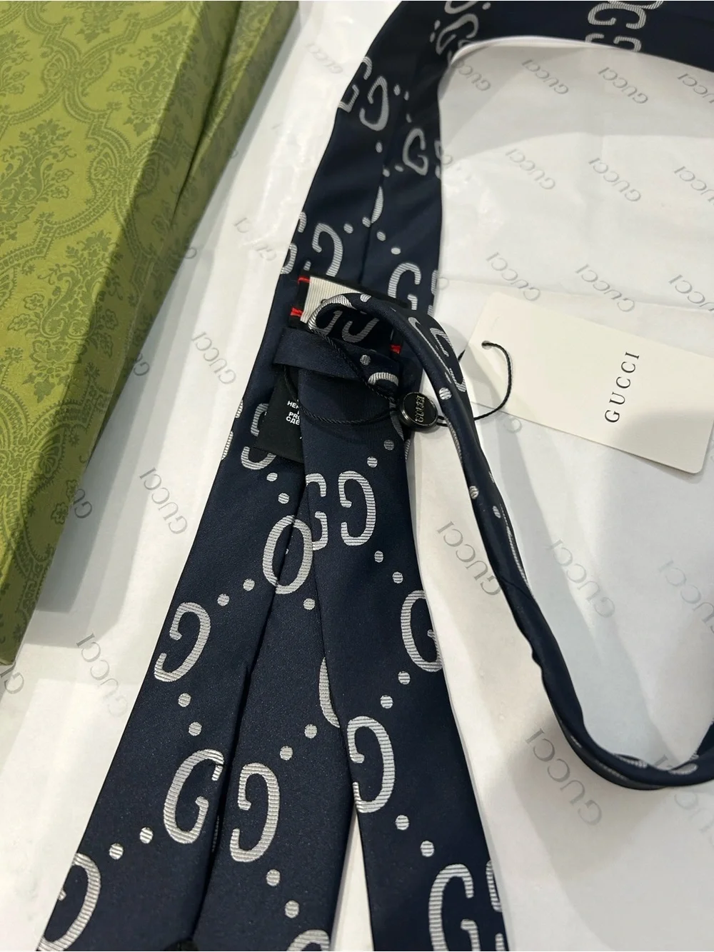 Gucci Navy GG Pattern Silk Tie